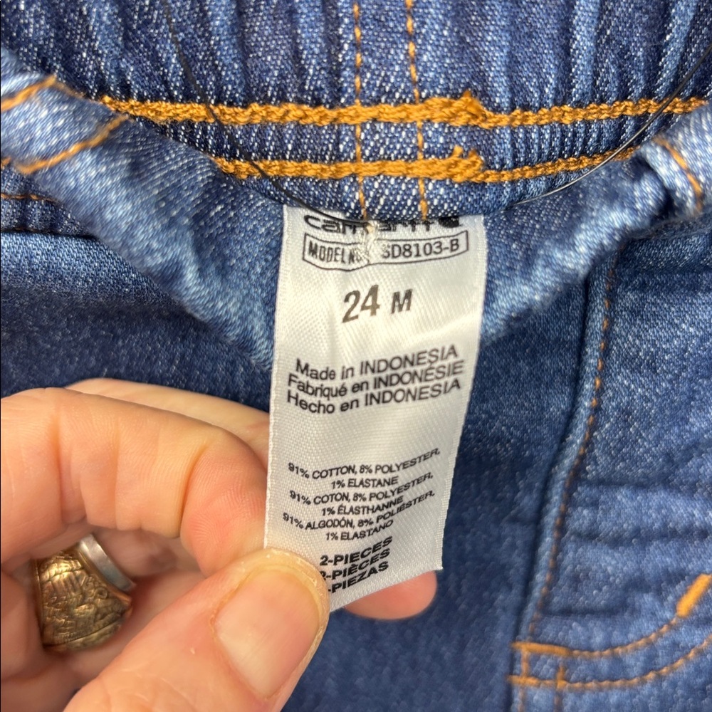 NWT Carhartt Kids Sz 24mo Mint Dog Graphic LSS and Matching Denim Pant Set - Picture 9 of 9